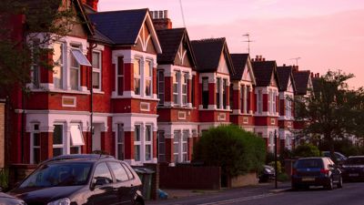 An english street at sunset