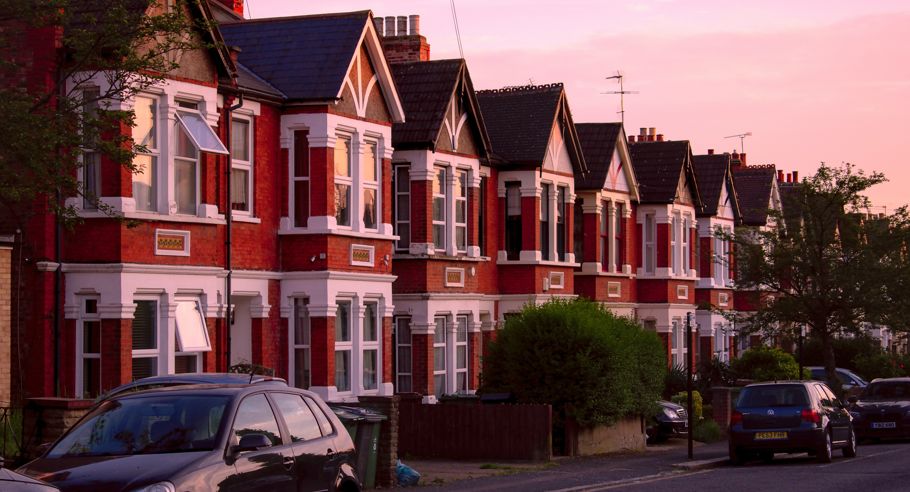 An english street at sunset