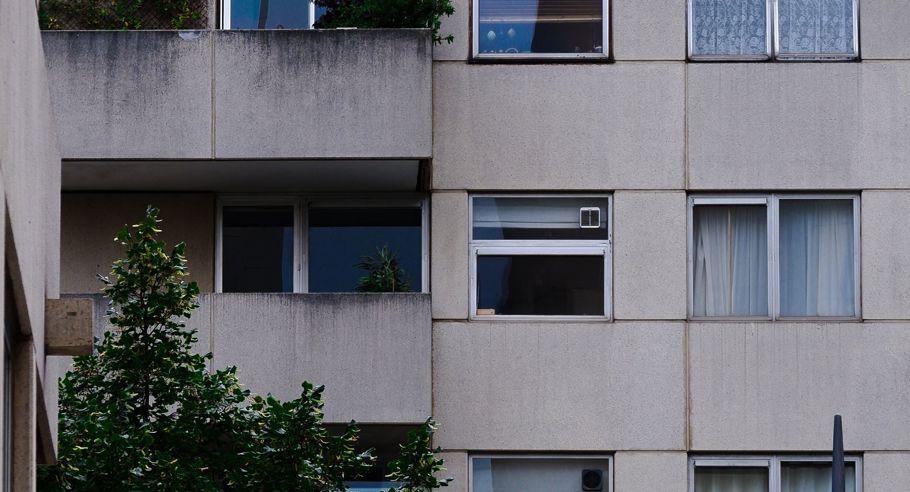 An Architectual image of the side of an apartment