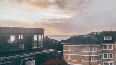 Apartments in a city from the view of a rooftop