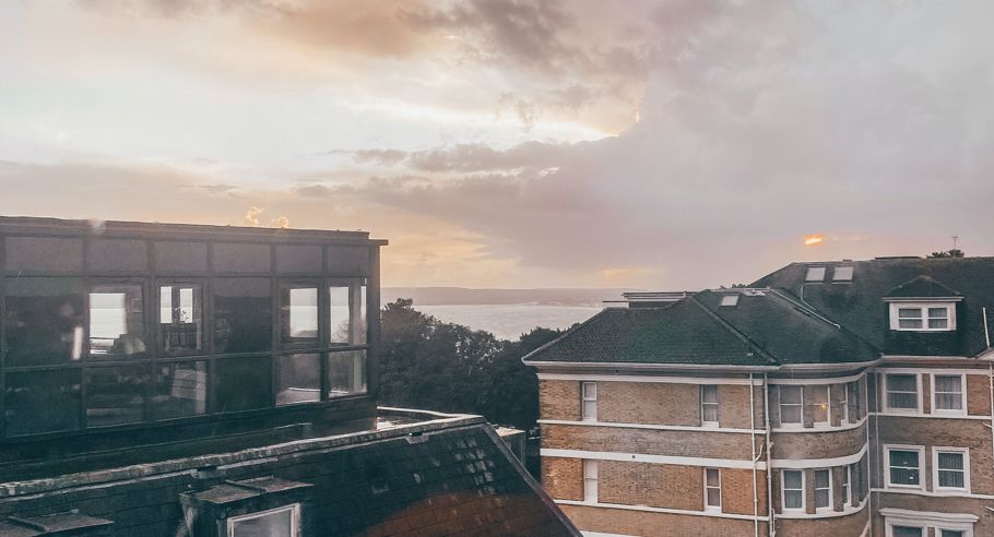 Apartments in a city from the view of a rooftop