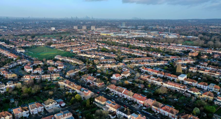 An aerial view of outer london